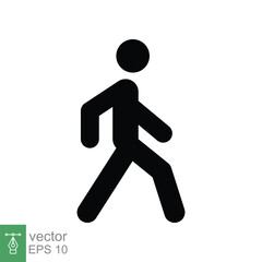 Walk glyph icon. Simple solid style. Pedestrian, man, pictogram, human, side, walkway concept, silhouette symbol. Vector illustration isolated on white background. EPS 10.