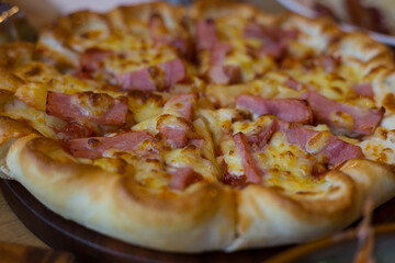 Fresh baked pepperoni pizza
