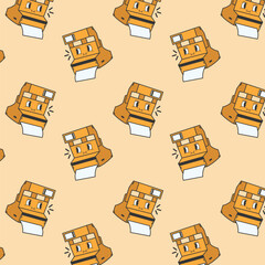 retro pattern doodle flat design character 