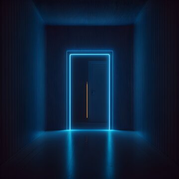 Dark Blue Neon Background Minimalism Glowing 22k 