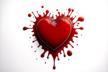 Fototapeta na wymiar Red Bloody heart isolated on white background. Ai generated.
