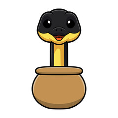 Cute yellow bellied sea snake cartoon inside bag