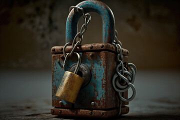 Locked padlock with one missing key showcasing challenge and opportunity in risk management, generative ai