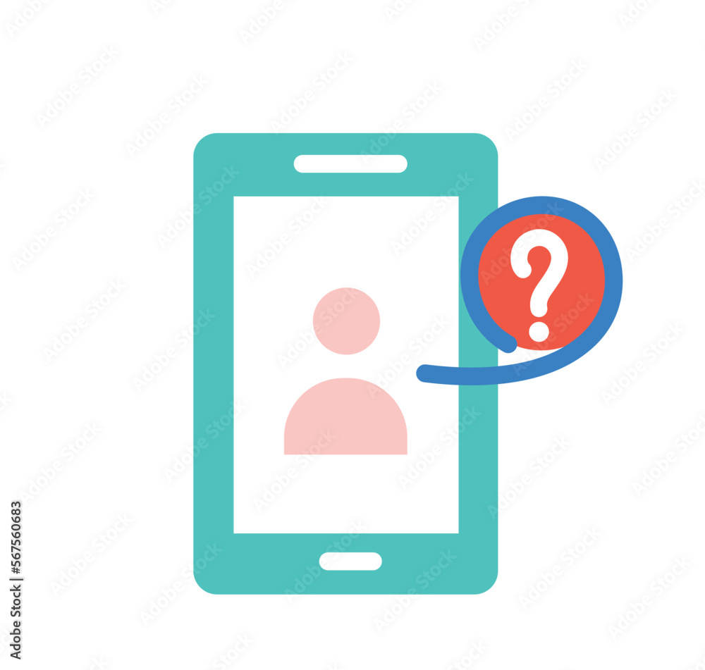 Poster question on smartphone icon. technical support and answers. consultant and assistant, call center. m
