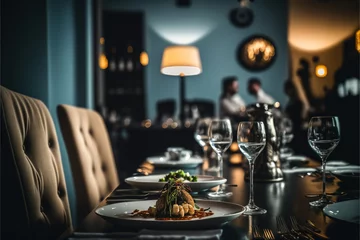 Fotobehang table setting in restaurant © VicenSanh