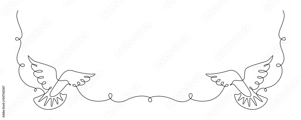 Aufkleber one continuous line drawing of flying dove. bird symbol of peace and freedom in simple linear style.