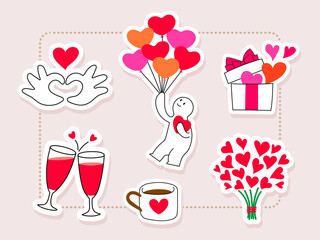 Love theme stickers set for lovers and valentine's day