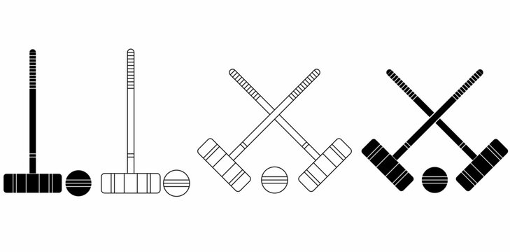 cross croquet hammer logo isolated on white background