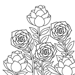 design flower outline element coloring page