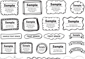 フリーハンドでペンで描いたかわいいフレームのセット