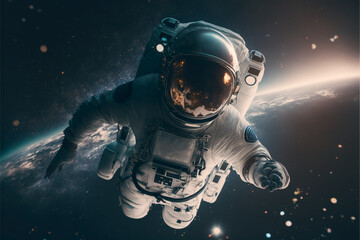 Fototapeta na wymiar An astronaut floating in space with the earth in the background, Generative Ai