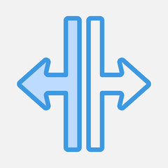 Split arrow icon vector illustration in blue style, use for website mobile app presentation