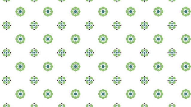 Seamless tile pattern animation with floral signs. Panning	