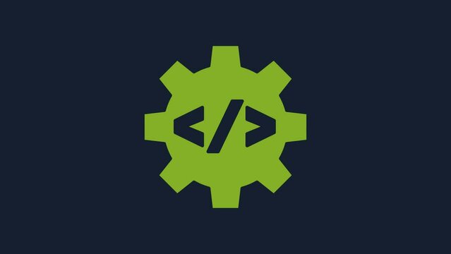 Yellow Web design and front end development icon isolated on blue background. 4K Video motion graphic animation