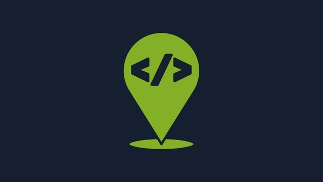 Yellow Web design and front end development icon isolated on blue background. 4K Video motion graphic animation