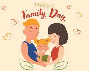 Happy family day greeting card, world international family day vector illustration