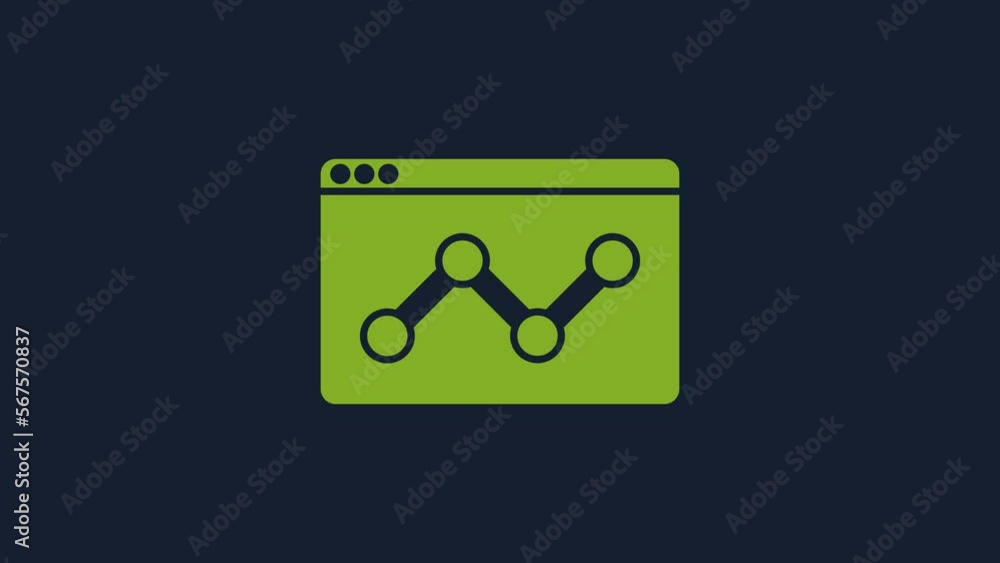 Poster yellow web analytics information and development website statistic icon isolated on blue background.