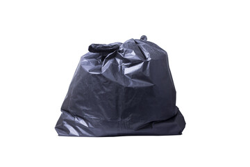 black garbage bag isolated on white background, clipping path