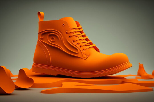 stylish 3d render of modern orange shoes made by generative ai
