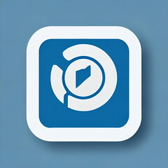 Abstract blue and white timer icon with blue background. Watch icon with hours, minutes, and time.