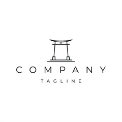 Torii gate japanese icon logo design vector template