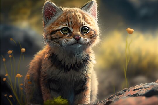cute wild cat character created using AI Generative Technology