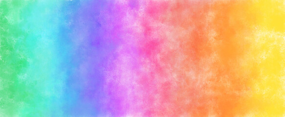 カラフルな水彩の筆の跡　パノラマ　