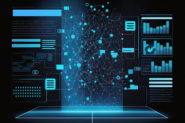 Big data technology and data science, visualizing complex data set on virtual screen, Data flow concept, Business analytics, finance, neural network, AI, ML, business, technology, computer, graph, 