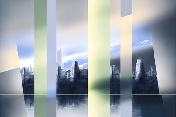 AI-generated abstract cityscapes. MidJourney.