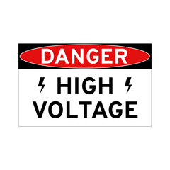 High voltage danger sign. Isolated on white background. Flat vector illustration.
