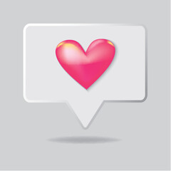 Love Notification, Pink Heart in Textbox Vector Illustration