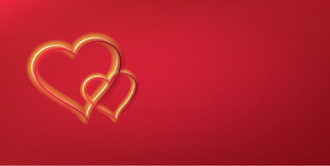 Shiny Hearts on Red Background Vector Illustration