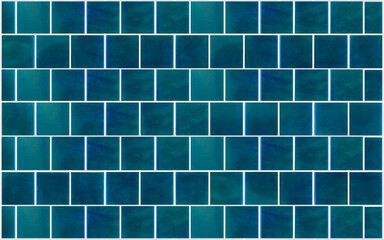 Blue ceramic tile background. Old vintage ceramic tiles in blue to decorate the kitchen or bathroom