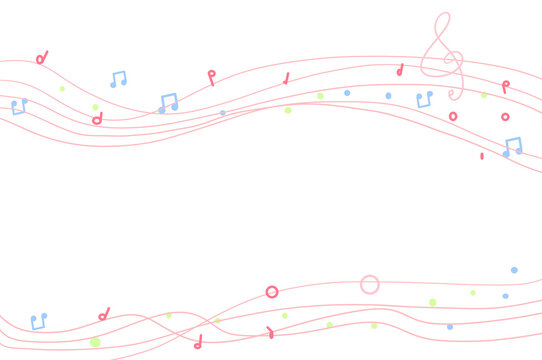 カラフル五線譜イメージ　音楽音符素材