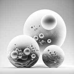 AI-generated abstract illustration of orbs, composed of the mineral rutilated quartz. MidJourney.