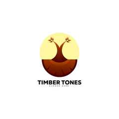 Vector Logo Illustration Timber Tones Gradient Colorful Style