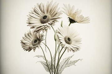 Gerbera Daisy Flowers, Illustration, Generative AI