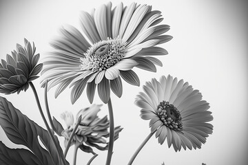 Gerbera Daisy Flowers, Illustration, Generative AI