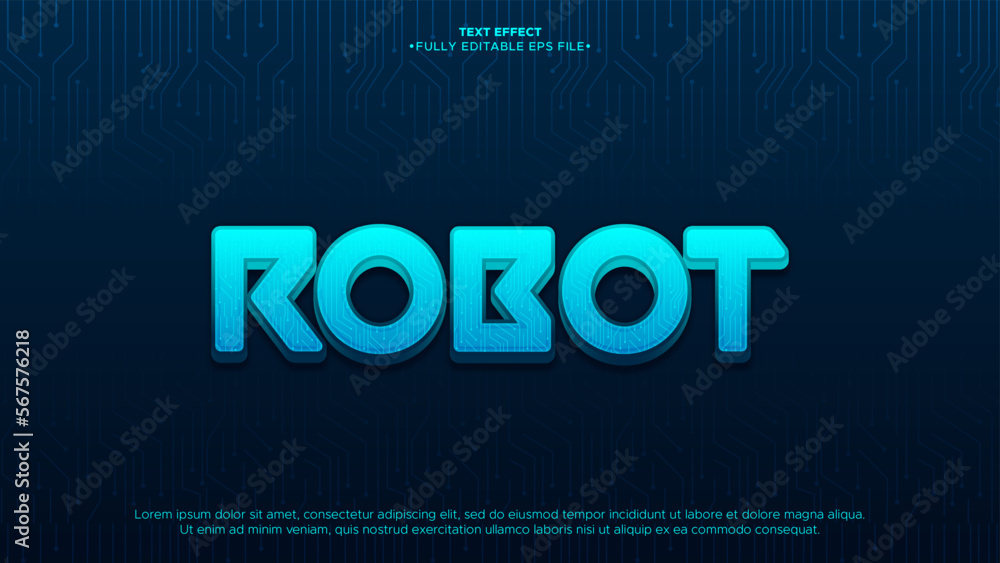 Poster robotic and futuristic 3d text effect