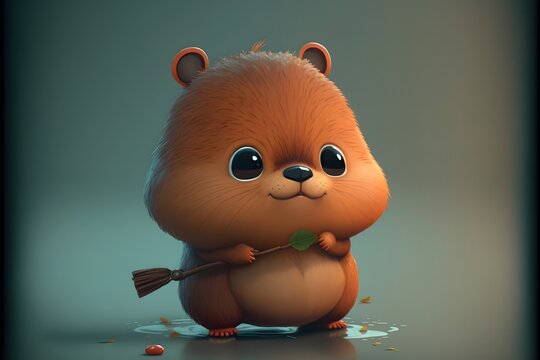 cute beaver character created using AI Generative Technology