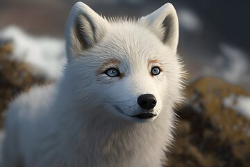 Obraz premium cute arctic wolf character created using AI Generative Technology