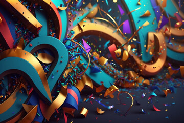 abstract background with brazilian carnival party theme, confetti, streamers, glitter, Generative AI
