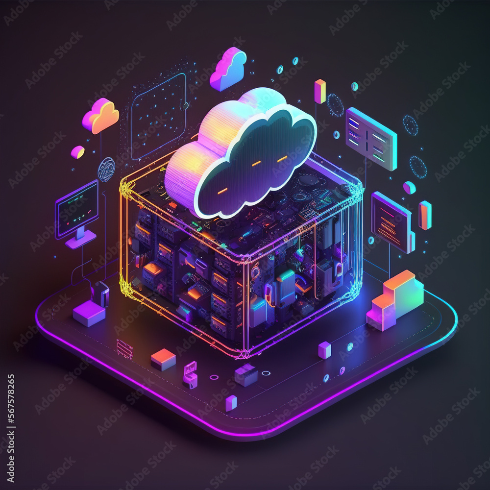 Poster concept of cloud computing. the concept of a data center. cloud computing technologies of the presen