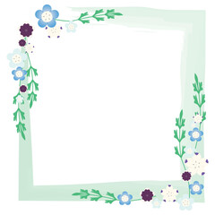 ネモフィラの四角形フレームのイラスト