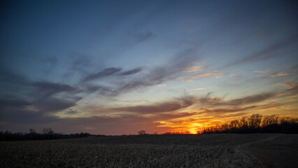 Fototapeta premium sunset over the field