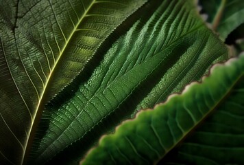close-up of leaves from different plants, arranged in an abstract pattern to represent the diverse green spaces in nature (AI Generated)