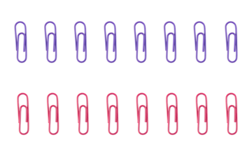 colorful paper clips isolated on transparent background 