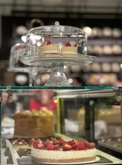 desserts in a showcase display