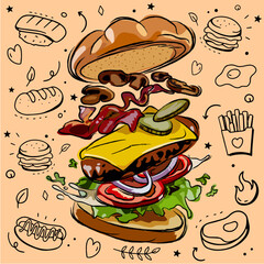 Flying Burger illustration 