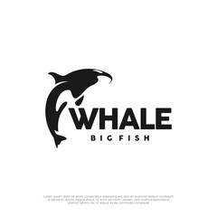 orca whale logo jumping from water design vector illustration